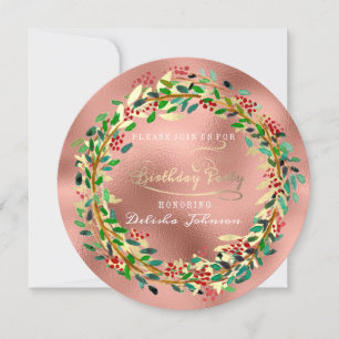 Invitación Oro floral del rosa verde del arbolado de la