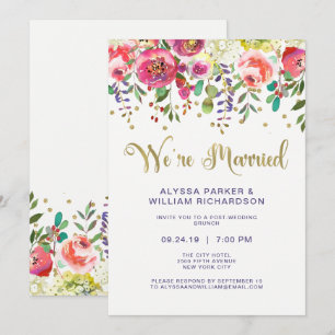 Invitación Oro Floral Estamos Casados