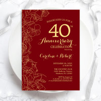 Oro Floral Rojo Rubí 40 Aniversario