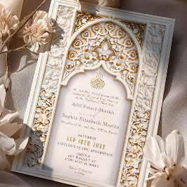 Invitación Oro floral y geométrico musulmán y Boda islámico