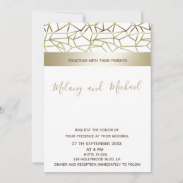 Invitación Oro geométrico de lujo negro/blanco
