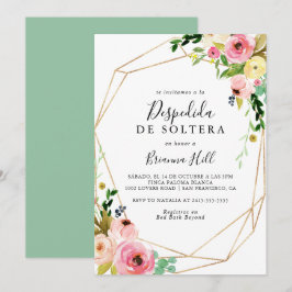 Invitación Oro Geométrico Tropical Caída Ducha Bridal Español