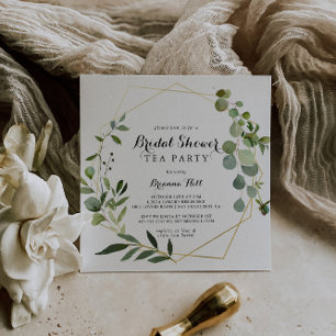 Invitación Oro geométrico Tropical Ducha Tea Fiesta