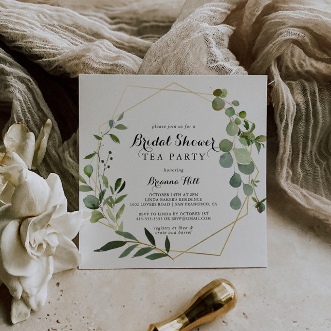 Invitación Oro geométrico Tropical Ducha Tea Fiesta (Subido por el creador)