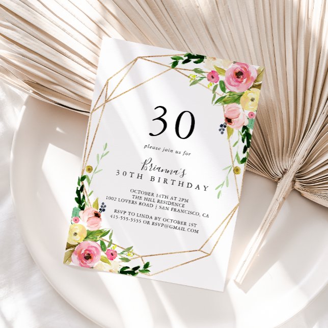 Invitación Oro geométrico tropical otoño 30 Fiesta de cumplea (Subido por el creador)