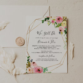 Invitación Oro geométrico tropical todavía prometemos renovac