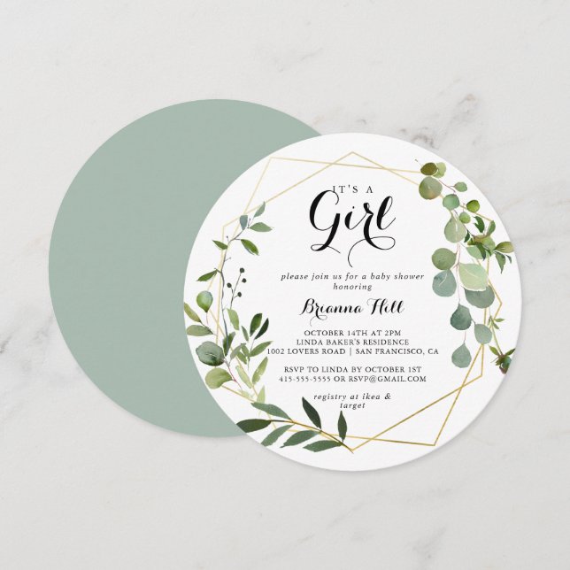 Invitación Oro geométrico tropical tropical es un Baby Shower (Anverso / Reverso)