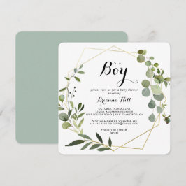 Invitación Oro geométrico tropical tropical es un niño Baby S