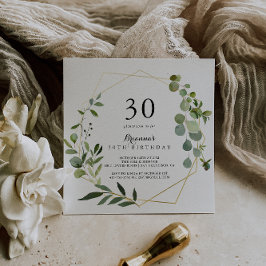 Invitación Oro geométrico Tropical Verde 30 Fiesta de cumplea