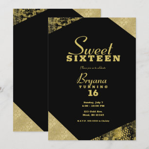 Invitación Oro Glamour Geométrico Moderno Chic Fiesta Dulces