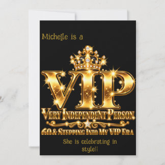 Invitación Oro Glamuroso Cumpleaños 60 VIP Era Brillo