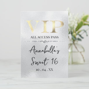 Invitación Oro Glamuroso VIP sobre Plata