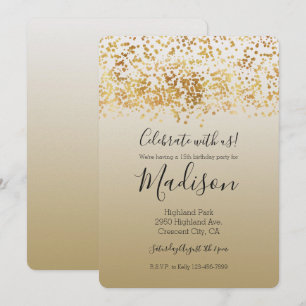 Invitación Oro Glitzy Confetti Ombre