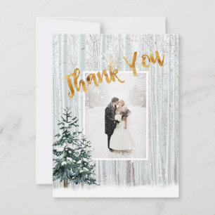 Invitación Oro Gracias, Boda De Invierno Nieves Árboles