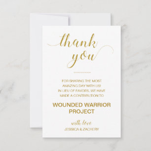 Invitación Oro Gracias Donación al Boda de Caridad