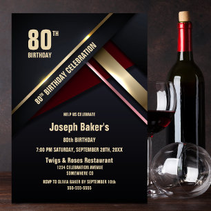 Invitación Oro gris moderno 80 cumpleaños