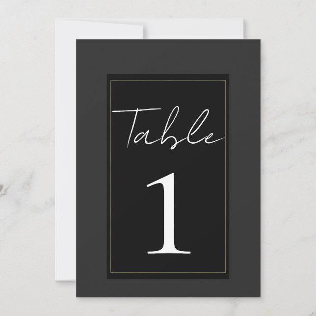 Invitación Oro Gris Negro Moderno Número Mínimo de Tabla (Anverso)
