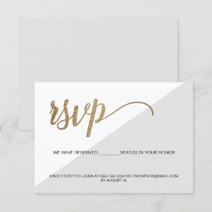 Invitación Oro gris RSVP moderno Sin asiento reservado para c