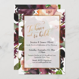 Invitación Oro guion Para Tener y Mantener Burdeos Floral