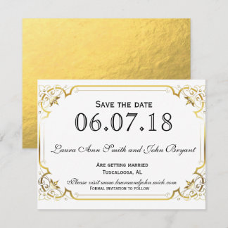 Invitación Oro hoja Guardar la Fecha