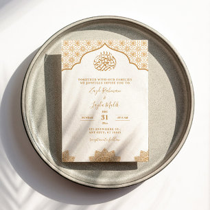Invitación Oro islámico y Boda musulmana blanca