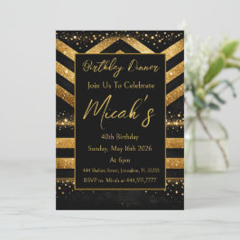 Invitación Oro Líneas Puntos Lujo Moderno Glam Premium