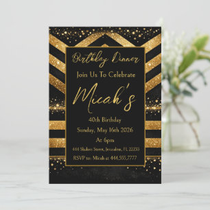 Invitación Oro Líneas Puntos Lujo Moderno Glam Premium