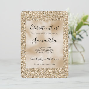 Invitación Oro Luxe Glitter Cumpleaños 16   
