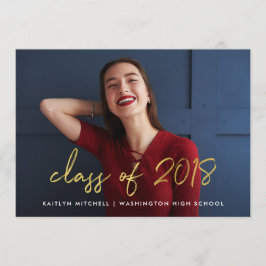 Invitación Oro manuscrito | Clase de Fiesta de Photo Grad 201