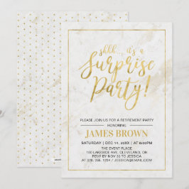 Invitación Oro & Mármol | Fiesta de Jubilación Sorpresa Moder