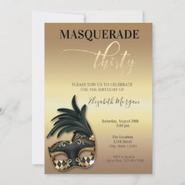 Invitación Oro Masquerade 30 cumpleaños