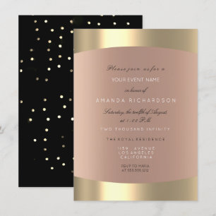 Invitación Oro Metálico Negro Blanco Minimal Sepia Rosa Rubor