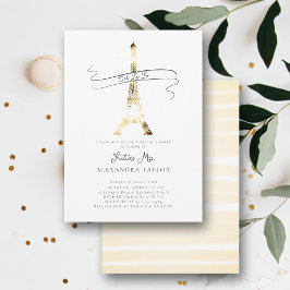 Invitación Oro minimalista Eiffel París Ducha Novial Moderna
