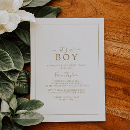 Invitación Oro minimalista es un chico Baby Shower