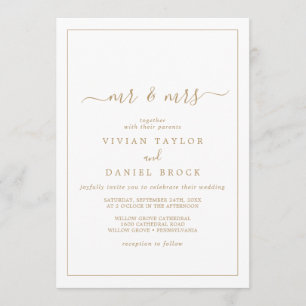 Invitación Oro minimalista Sr. y Sra. Boda