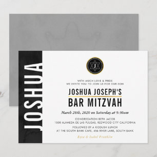 Invitación Oro MODERNO del negro de la barra lateral de la