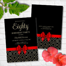 Invitación Oro moderno Egipto geométrico rojo barba 80 cumple