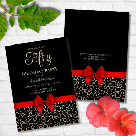 Invitación Oro moderno Egipto geométrico rojo barrido 50 cump