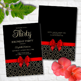 Invitación Oro moderno Egipto geométrico rojo barro 30 cumple