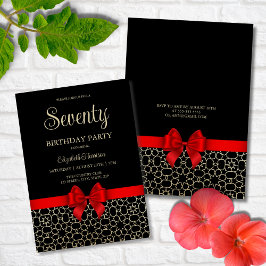 Invitación Oro moderno Egipto geométrico rojo barro 70 cumple