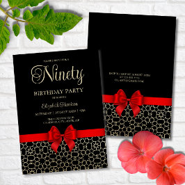 Invitación Oro moderno Egipto geométrico rojo barro 90 cumple