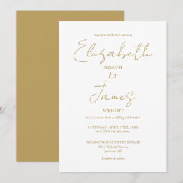 Invitación Oro Moderno Minimalista Elegante Escritura Boda