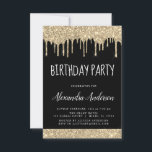 Invitación Oro moderno Purpurina de espuma negra de cualquier<br><div class="desc">Personalizado de Purpurina de perforación con espárragos de color negro y oro Cualquier edad (13, 16, 18, 21, 30, 40, 50, 60) Invitación a la fiesta de cumpleaños para adultos, adolescentes o niños . Esta es la invitación perfecta para un cumpleaños divertido y a la moda para una elegante modernidad...</div>