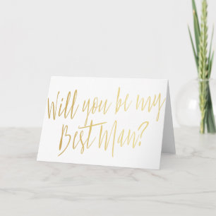 Invitación Oro moderno "Serás mi mejor hombre"