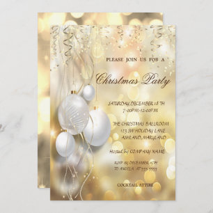 Invitación Oro, Navidades Balls Compañía Navidades Fiesta