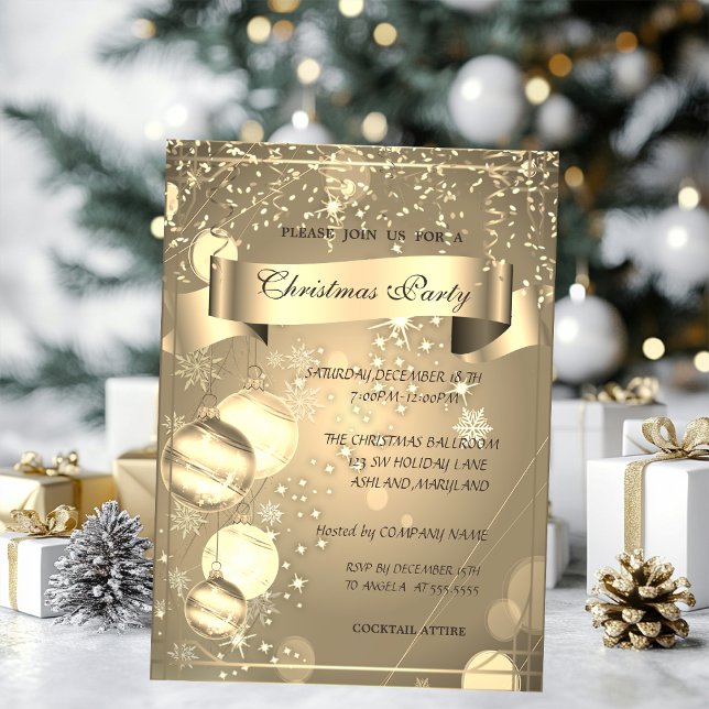Invitación Oro, Navidades Balls Compañía Navidades Fiesta (Subido por el creador)
