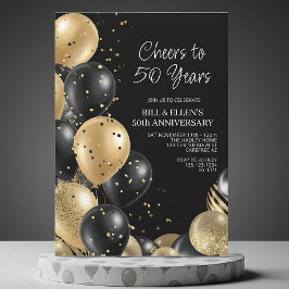 Invitación Oro Negro 50 Aniversario de Boda