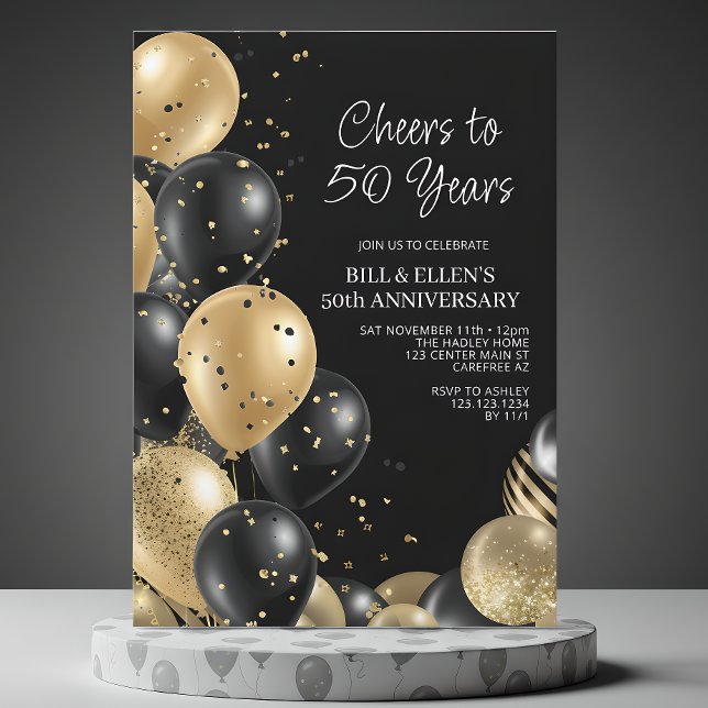 Invitación Oro Negro 50 Aniversario de Boda (Subido por el creador)