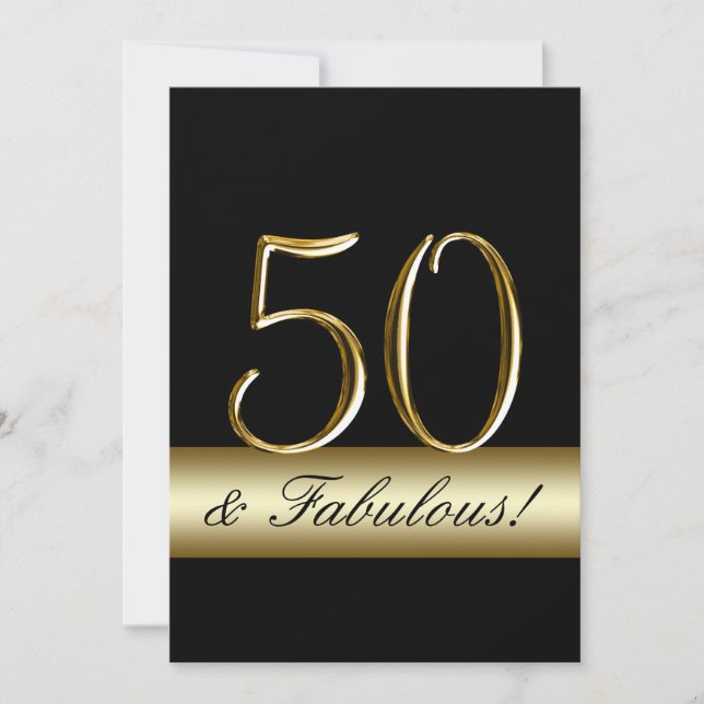 Invitación Oro negro 50 y cumpleaños fabuloso (Anverso)