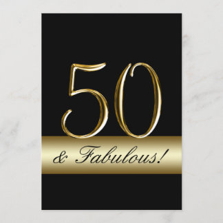 Invitación Oro negro 50 y cumpleaños fabuloso